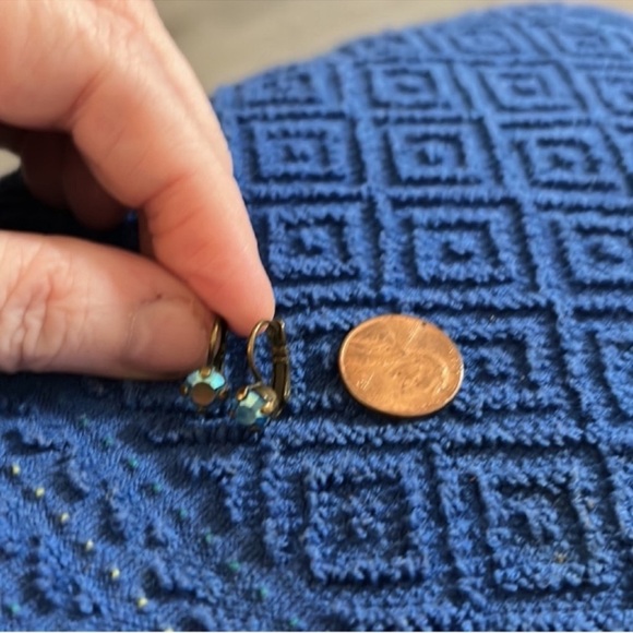 Sabika Small Drop Gray Blue  Euro Wires Earrings - Picture 2 of 3